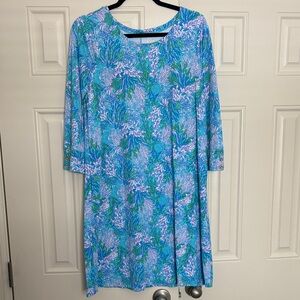 Lilly Pulitzer Blue & Aqua Floral Swim Coverup Dress